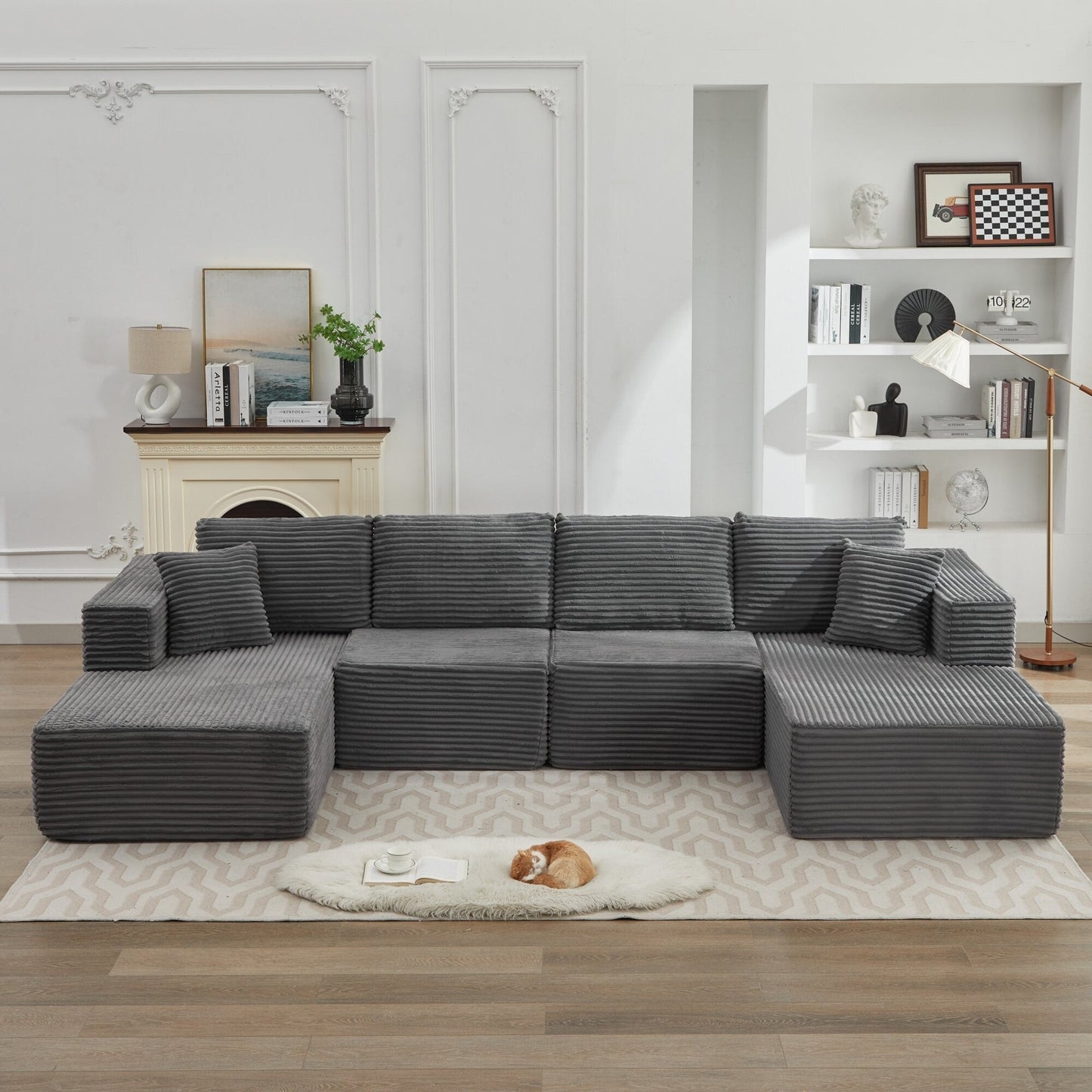 Divano componibile 106 Cloud con doppia chaise longue, divano modulare moderno con seduta profonda per soggiorno, non richiede montaggio