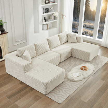 Divano componibile 106 Cloud con doppia chaise longue, divano modulare moderno con seduta profonda per soggiorno, non richiede montaggio