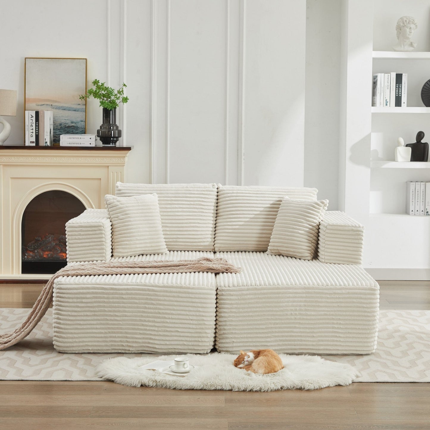 Divano componibile 106 Cloud con doppia chaise longue, divano modulare moderno con seduta profonda per soggiorno, non richiede montaggio