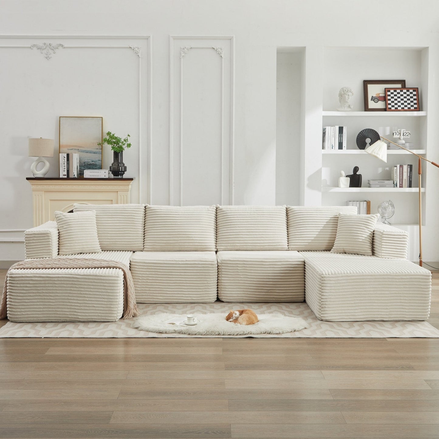 Divano componibile 106 Cloud con doppia chaise longue, divano modulare moderno con seduta profonda per soggiorno, non richiede montaggio