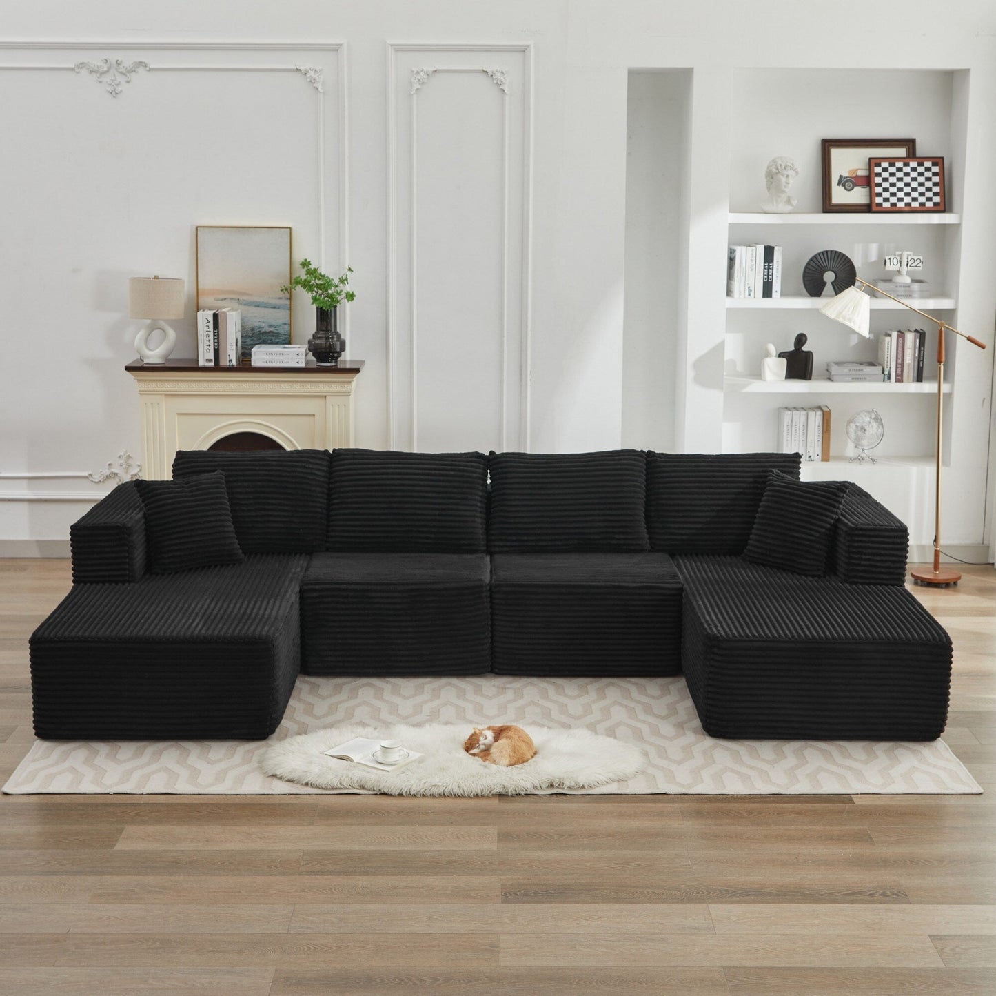 Divano componibile 106 Cloud con doppia chaise longue, divano modulare moderno con seduta profonda per soggiorno, non richiede montaggio