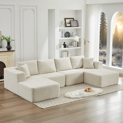 Divano componibile 106 Cloud con doppia chaise longue, divano modulare moderno con seduta profonda per soggiorno, non richiede montaggio