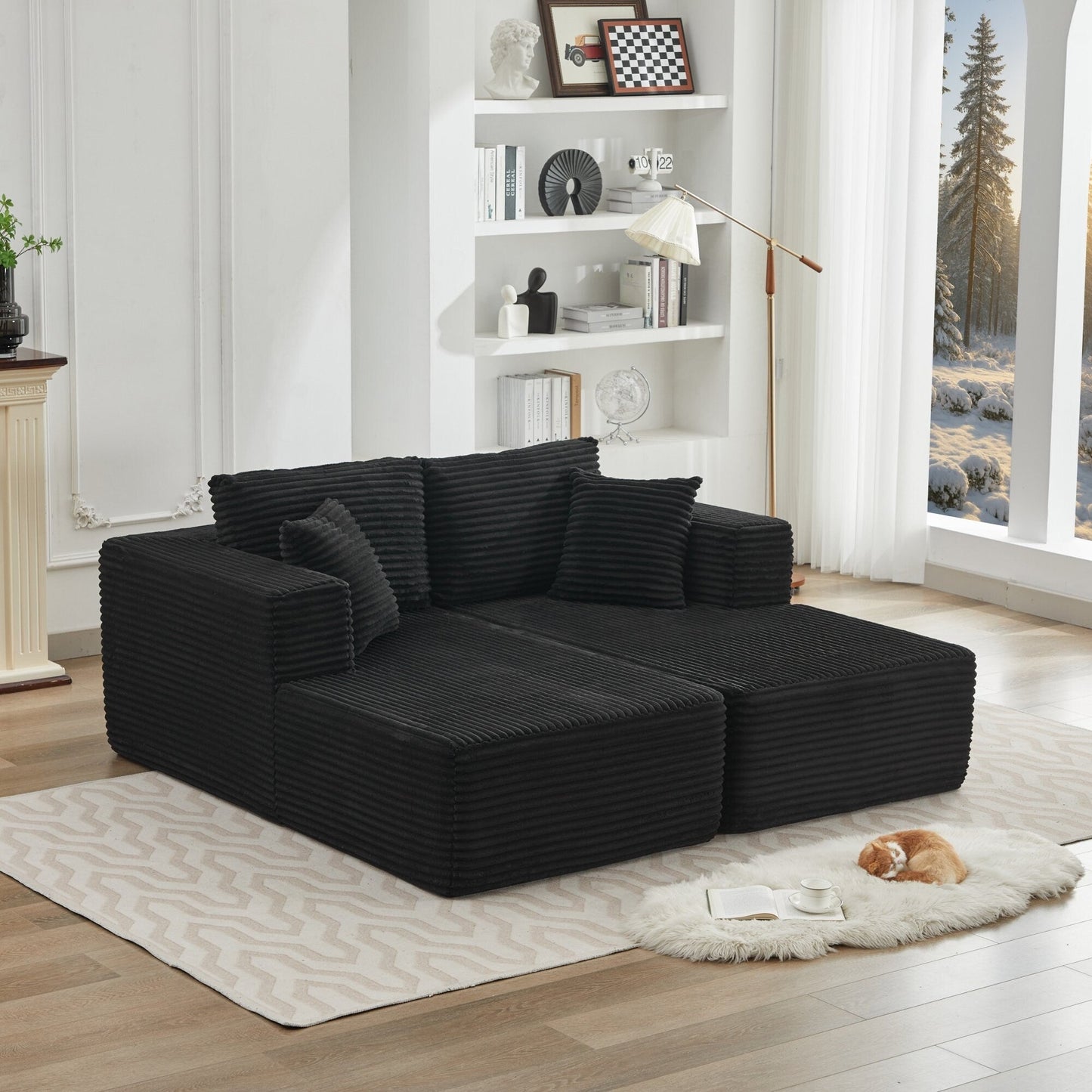 Divano componibile 106 Cloud con doppia chaise longue, divano modulare moderno con seduta profonda per soggiorno, non richiede montaggio