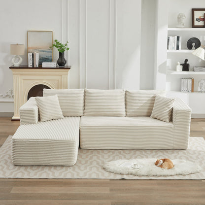 Divano componibile 106 Cloud a forma di L con chaise longue rivolta a sinistra, divano modulare moderno con seduta profonda per soggiorno, non richiede montaggio