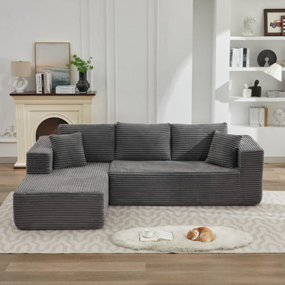Divano componibile 106 Cloud a forma di L con chaise longue rivolta a sinistra, divano modulare moderno con seduta profonda per soggiorno, non richiede montaggio