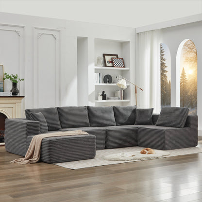 Divano componibile 106 Cloud a forma di L con chaise longue rivolta a sinistra, divano modulare moderno con seduta profonda per soggiorno, non richiede montaggio