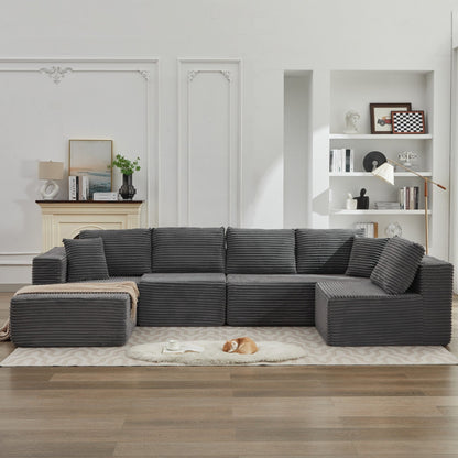 Divano componibile 106 Cloud a forma di L con chaise longue rivolta a sinistra, divano modulare moderno con seduta profonda per soggiorno, non richiede montaggio
