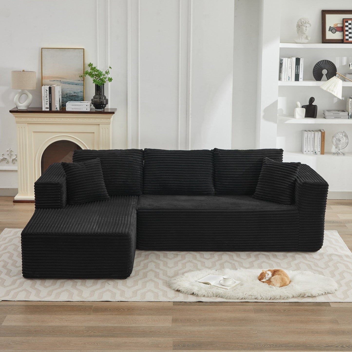 Divano componibile 106 Cloud a forma di L con chaise longue rivolta a sinistra, divano modulare moderno con seduta profonda per soggiorno, non richiede montaggio