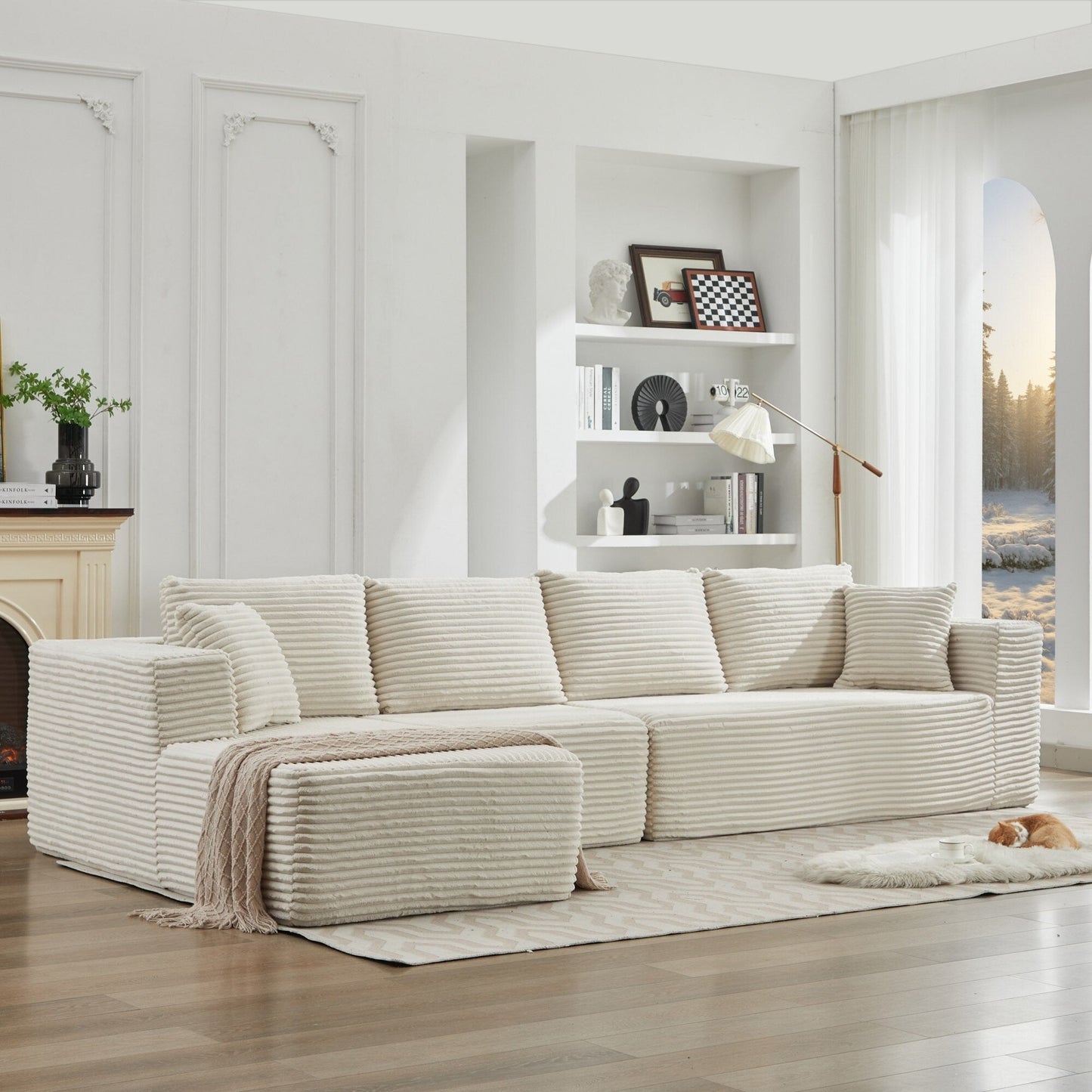 Divano componibile 106 Cloud a forma di L con chaise longue rivolta a sinistra, divano modulare moderno con seduta profonda per soggiorno, non richiede montaggio