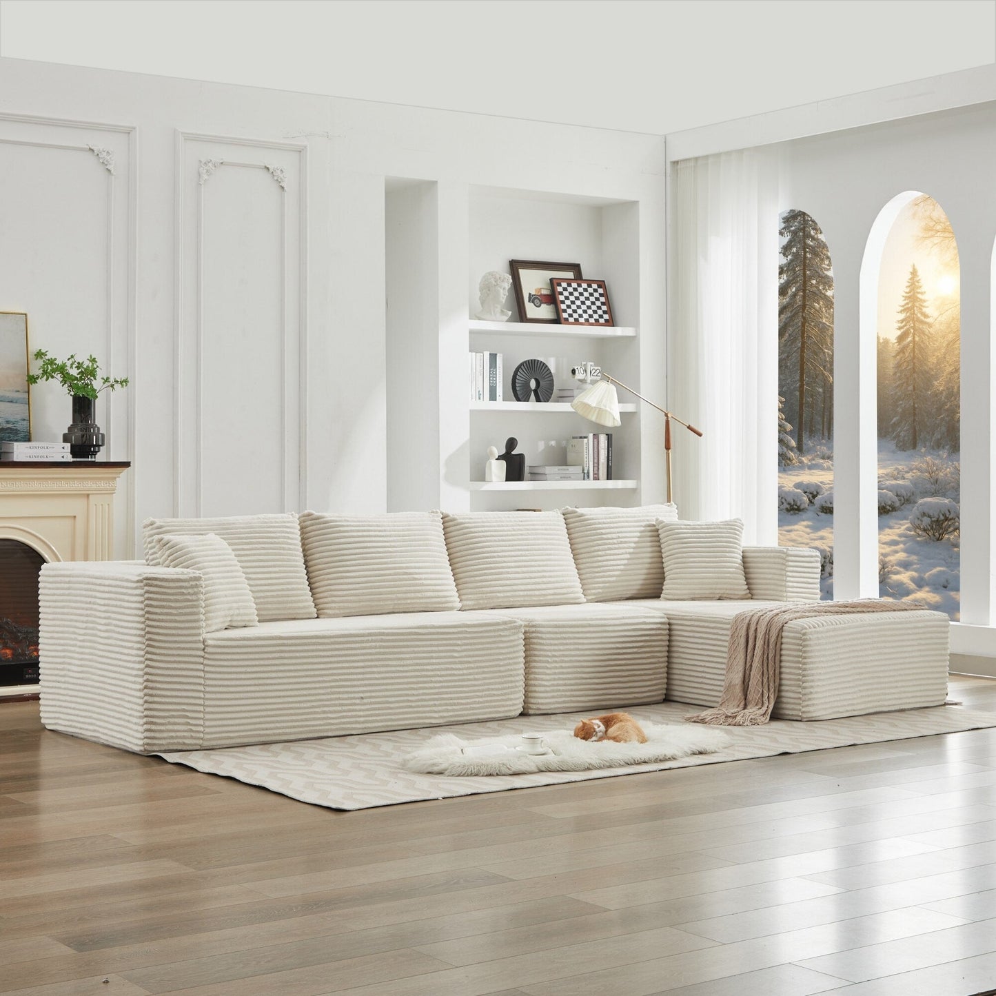 Divano componibile 106 Cloud a forma di L con chaise longue rivolta a destra, divano modulare moderno con seduta profonda per soggiorno, non richiede montaggio