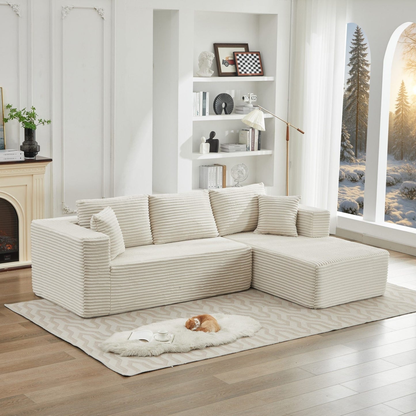 Divano componibile 106 Cloud a forma di L con chaise longue rivolta a destra, divano modulare moderno con seduta profonda per soggiorno, non richiede montaggio