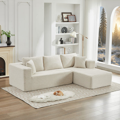 Divano componibile 106 Cloud a forma di L con chaise longue rivolta a destra, divano modulare moderno con seduta profonda per soggiorno, non richiede montaggio