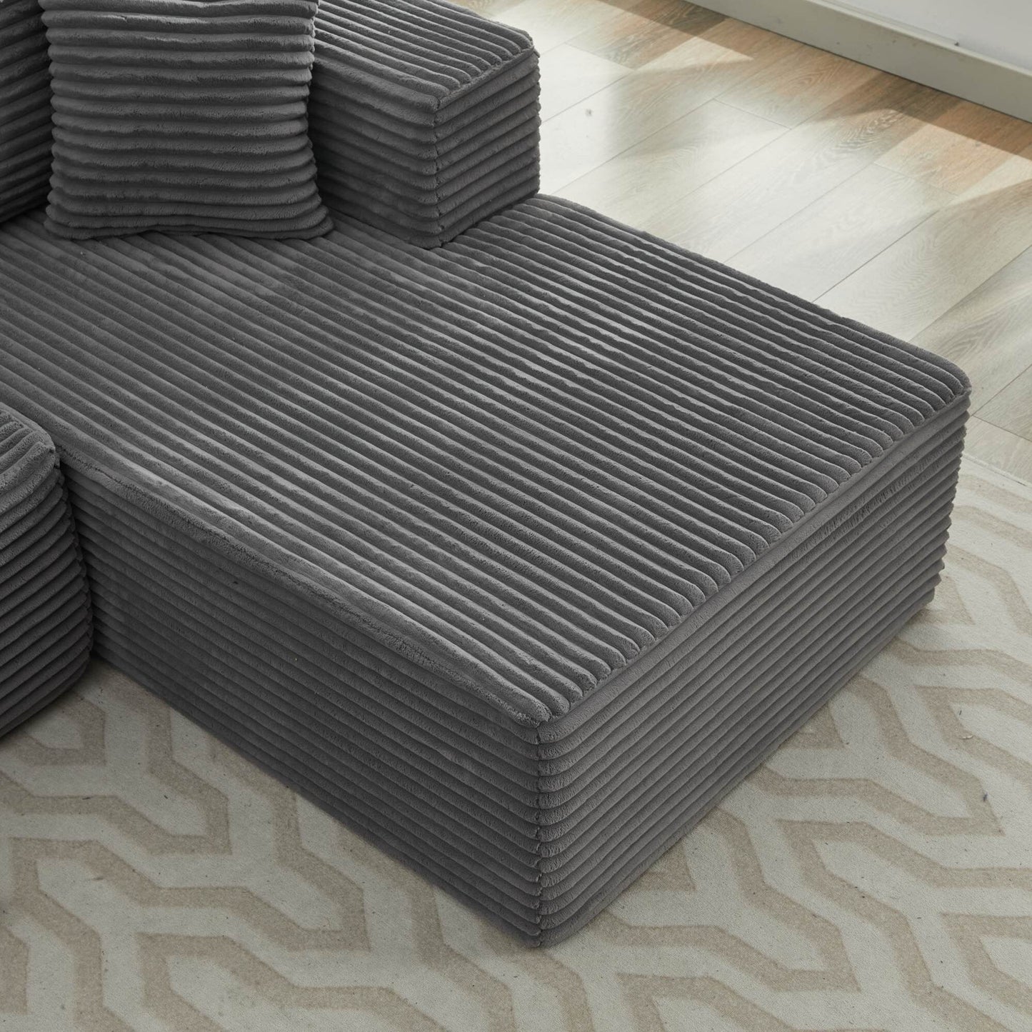 Divano componibile 106 Cloud a forma di L con chaise longue rivolta a destra, divano modulare moderno con seduta profonda per soggiorno, non richiede montaggio