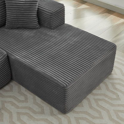 Divano componibile 106 Cloud a forma di L con chaise longue rivolta a destra, divano modulare moderno con seduta profonda per soggiorno, non richiede montaggio