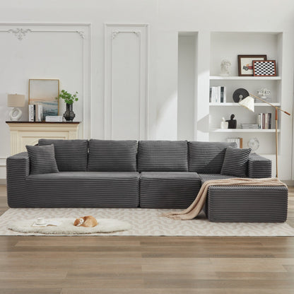 Divano componibile 106 Cloud a forma di L con chaise longue rivolta a destra, divano modulare moderno con seduta profonda per soggiorno, non richiede montaggio