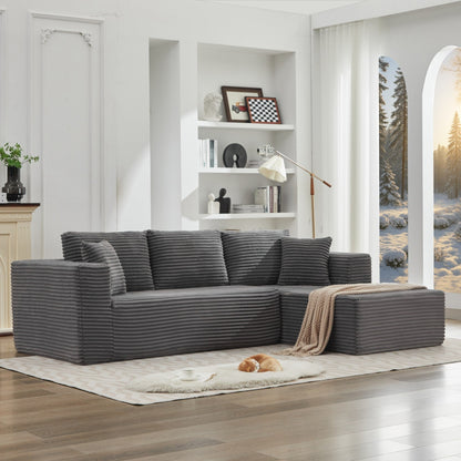 Divano componibile 106 Cloud a forma di L con chaise longue rivolta a destra, divano modulare moderno con seduta profonda per soggiorno, non richiede montaggio