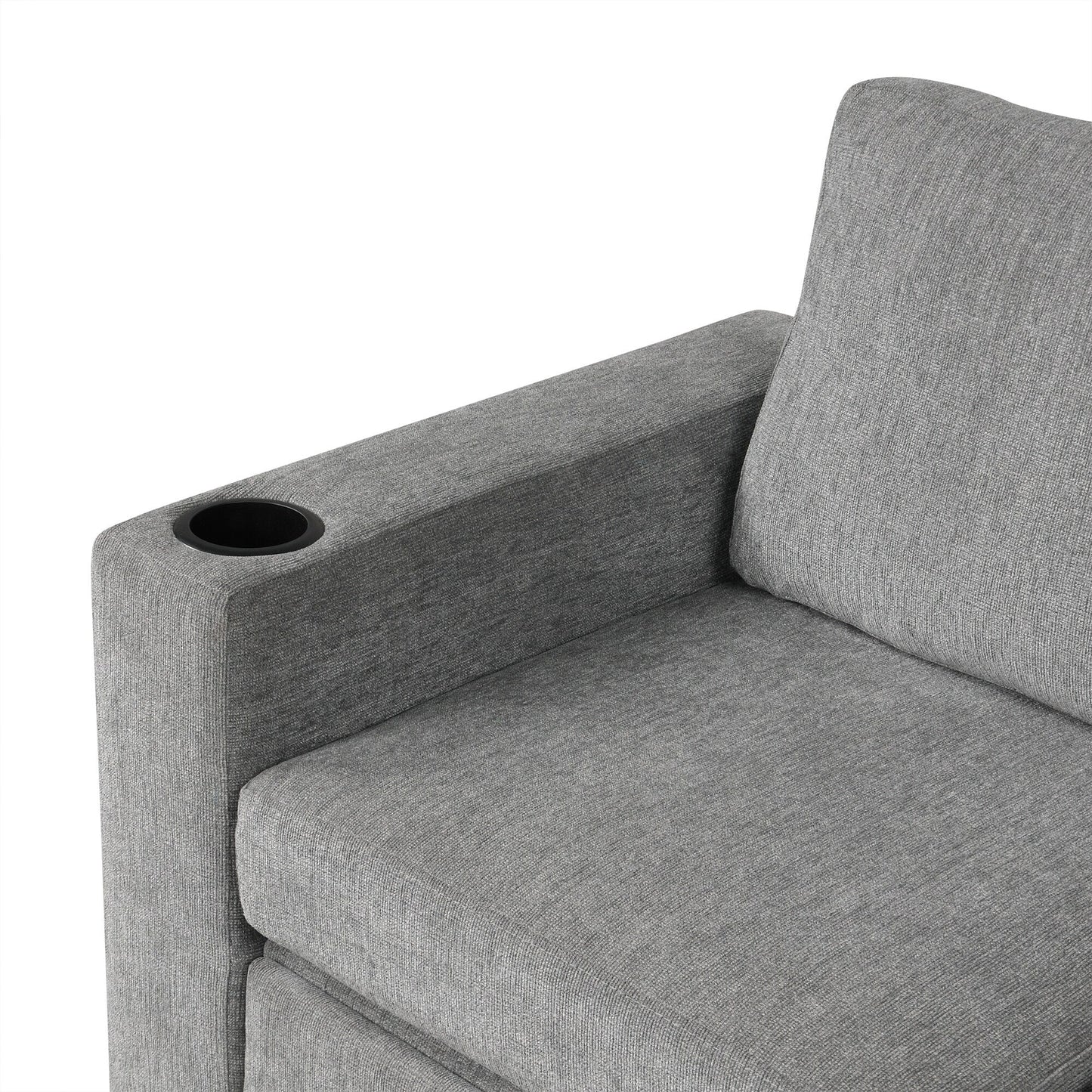 Divano componibile modulare a forma di U da 108 pollici con divano letto estraibile, porte USB e doppio portabicchieri per soggiorno