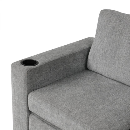 Divano componibile modulare a forma di U da 108 pollici con divano letto estraibile, porte USB e doppio portabicchieri per soggiorno