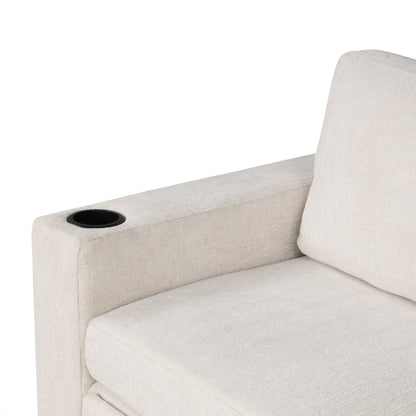 Divano componibile modulare a forma di U da 108 pollici con divano letto estraibile, porte USB e doppio portabicchieri per soggiorno