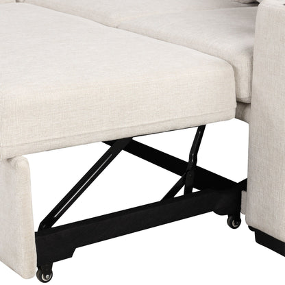 Divano componibile modulare a forma di U da 108 pollici con divano letto estraibile, porte USB e doppio portabicchieri per soggiorno