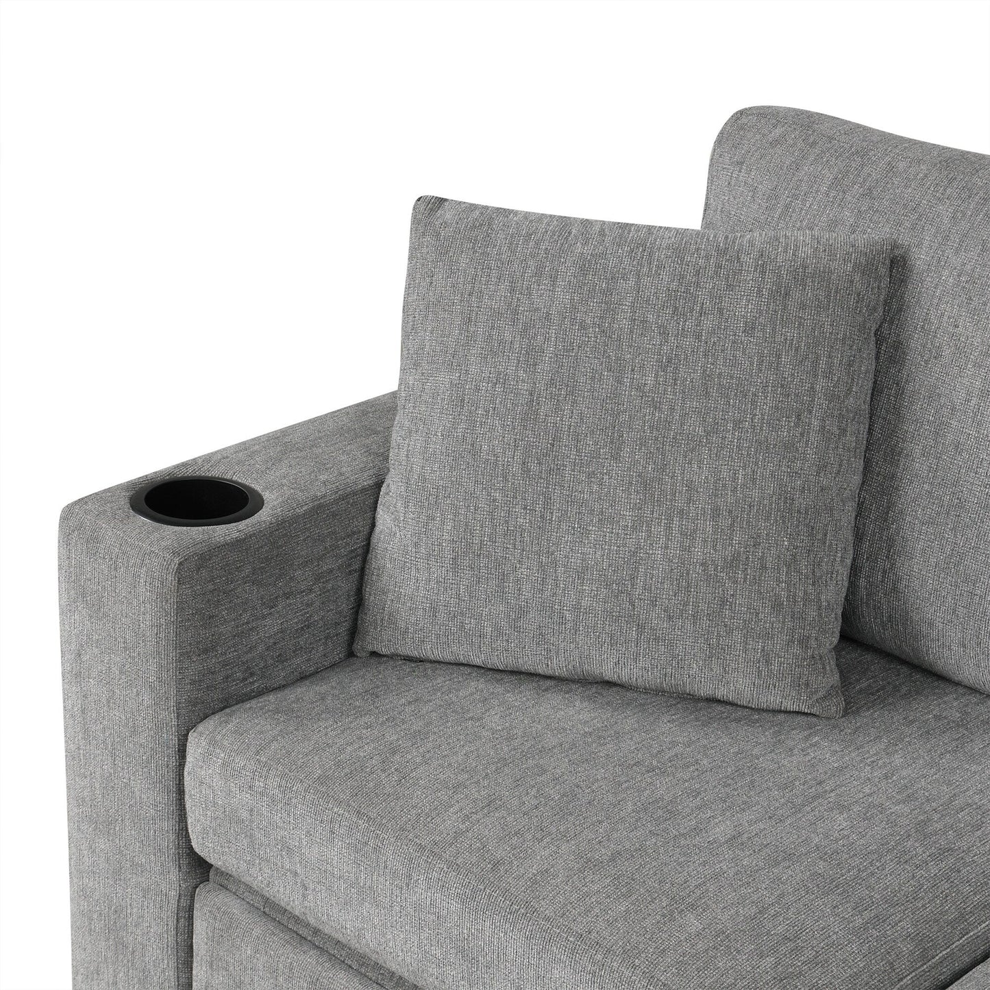 Divano componibile modulare a forma di U da 108 pollici con divano letto estraibile, porte USB e doppio portabicchieri per soggiorno