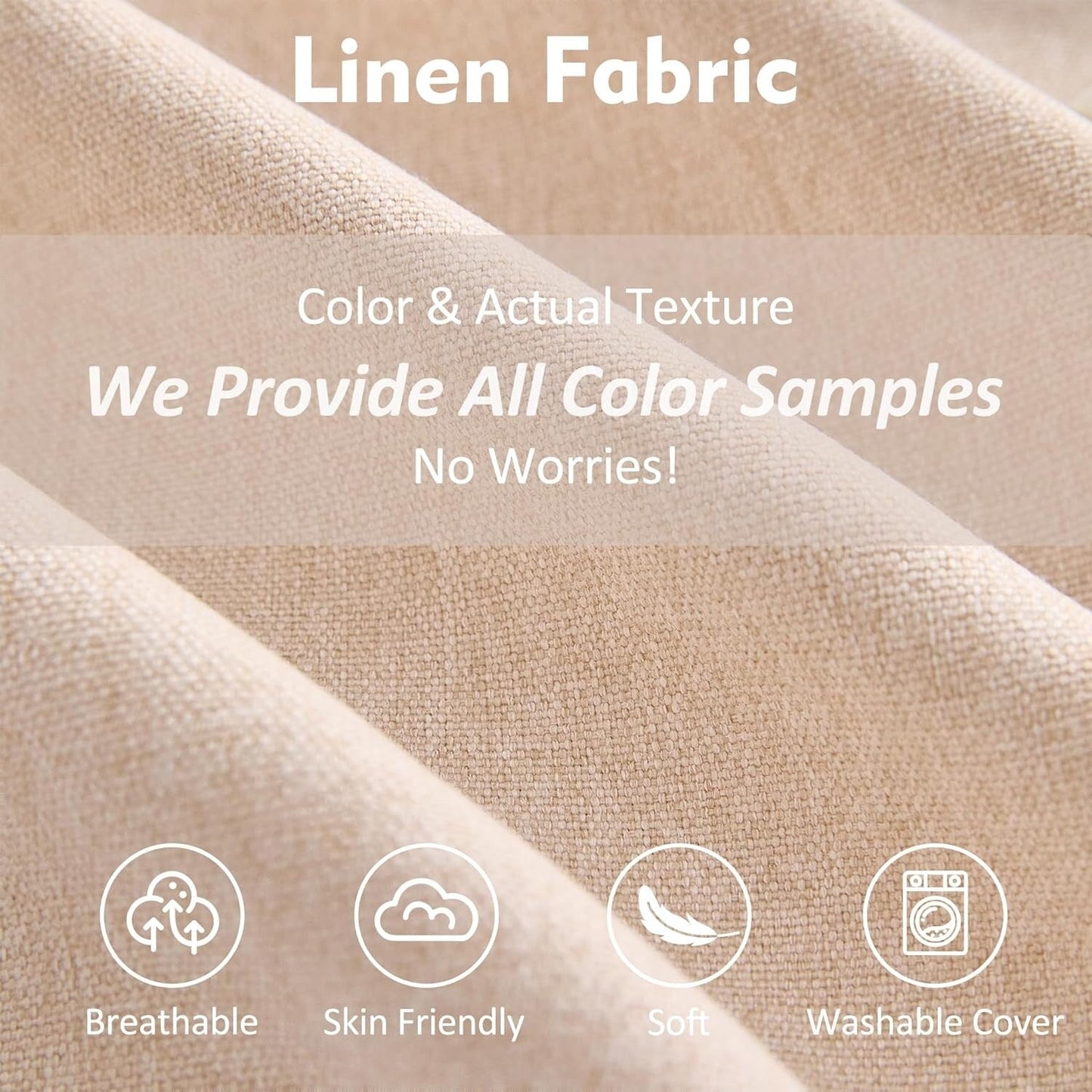 Divano componibile modulare a L 108 - Divano a nuvola a 3 posti con pouf mobile e seduta profonda, tessuto in lino beige