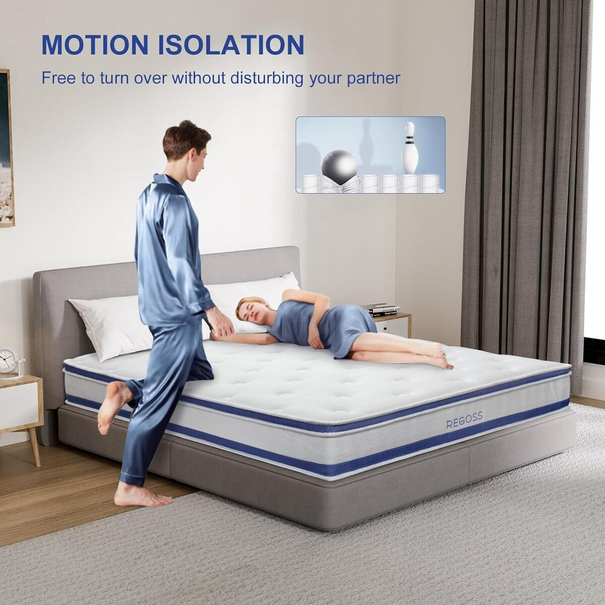 Materasso ibrido da 10 pollici, materasso a molle insacchettate, materasso matrimoniale in una scatola