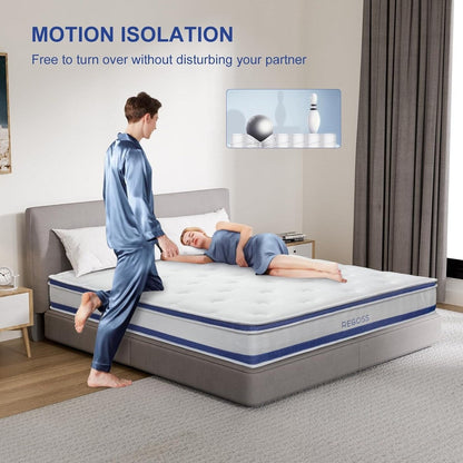 Materasso ibrido da 10 pollici, materasso a molle insacchettate, materasso matrimoniale in una scatola