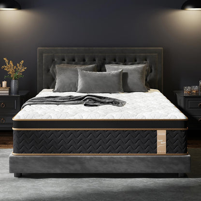 10 materassi ibridi Full Plush con molle indipendenti e memory foam in gel, senza fibra di vetro