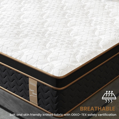 10 materassi ibridi Full Plush con molle indipendenti e memory foam in gel, senza fibra di vetro