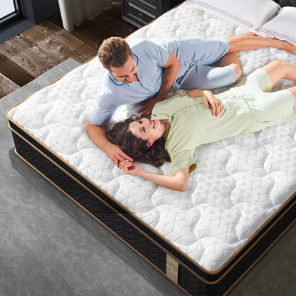 10 materassi ibridi Full Plush con molle indipendenti e memory foam in gel, senza fibra di vetro