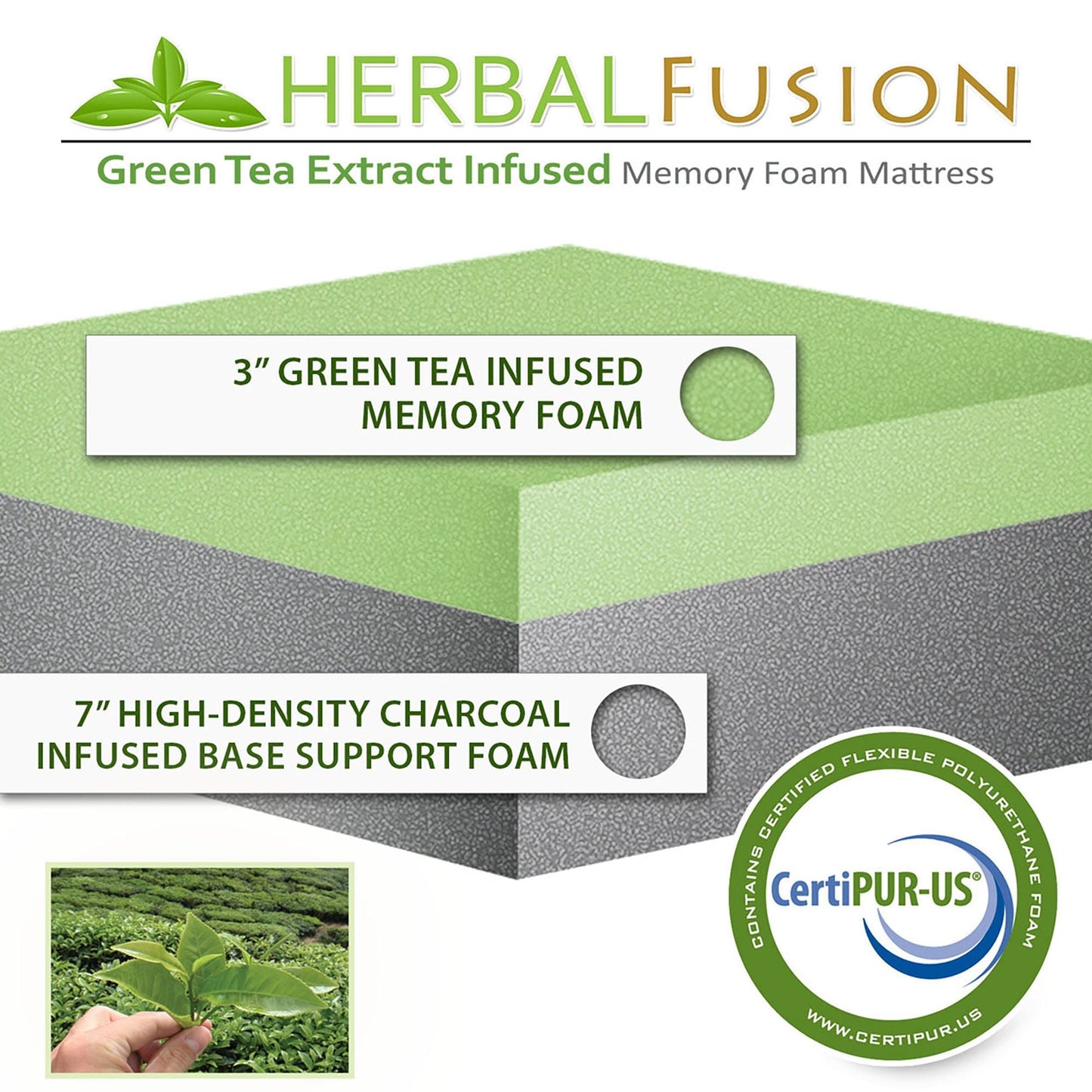 10 Materassi in Memory Foam con Estratto di Tè Verde