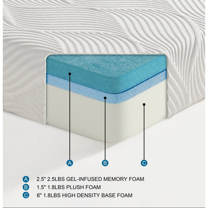 Materasso Queen Size traspirante in memory foam Cool Gel, bianco, materasso in scatola, materasso comfort