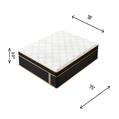 10 materassi ibridi Twin Plush con molle indipendenti e memory foam in gel, senza fibra di vetro