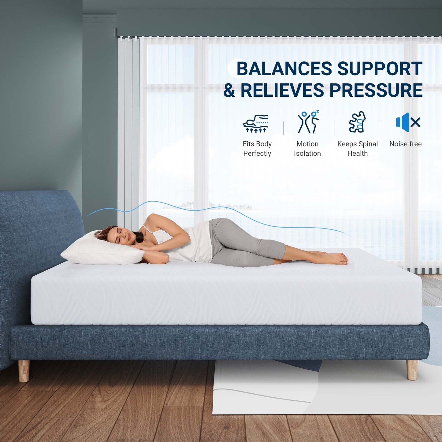 Materasso in memory foam gel medio da 10'' in una scatola con fodera staccabile