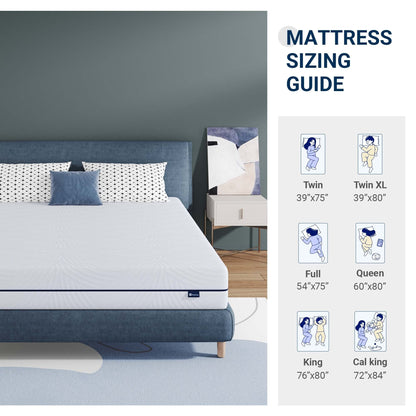 Materasso in memory foam gel medio da 10'' in una scatola con fodera staccabile