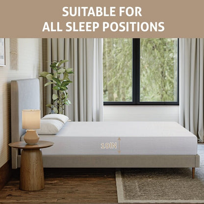 Materasso in memory foam gel medio da 10'' con infuso di tè verde