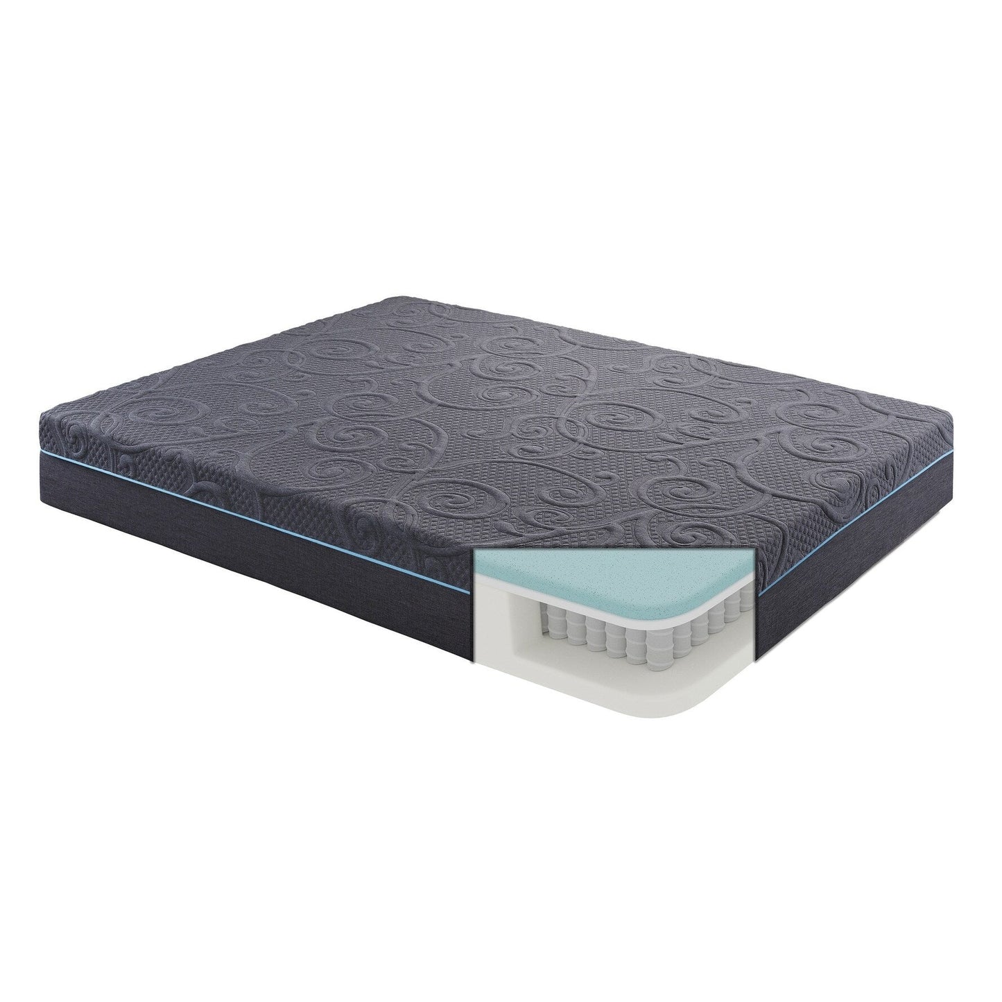 Materasso ibrido in memory foam con infusione di gel Eastern King da 11 pollici, grigio scuro, materasso in una scatola
