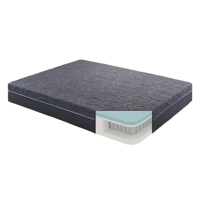 Materasso ibrido in memory foam con infusione di gel per letto matrimoniale da 11 pollici, grigio scuro, materasso in una scatola