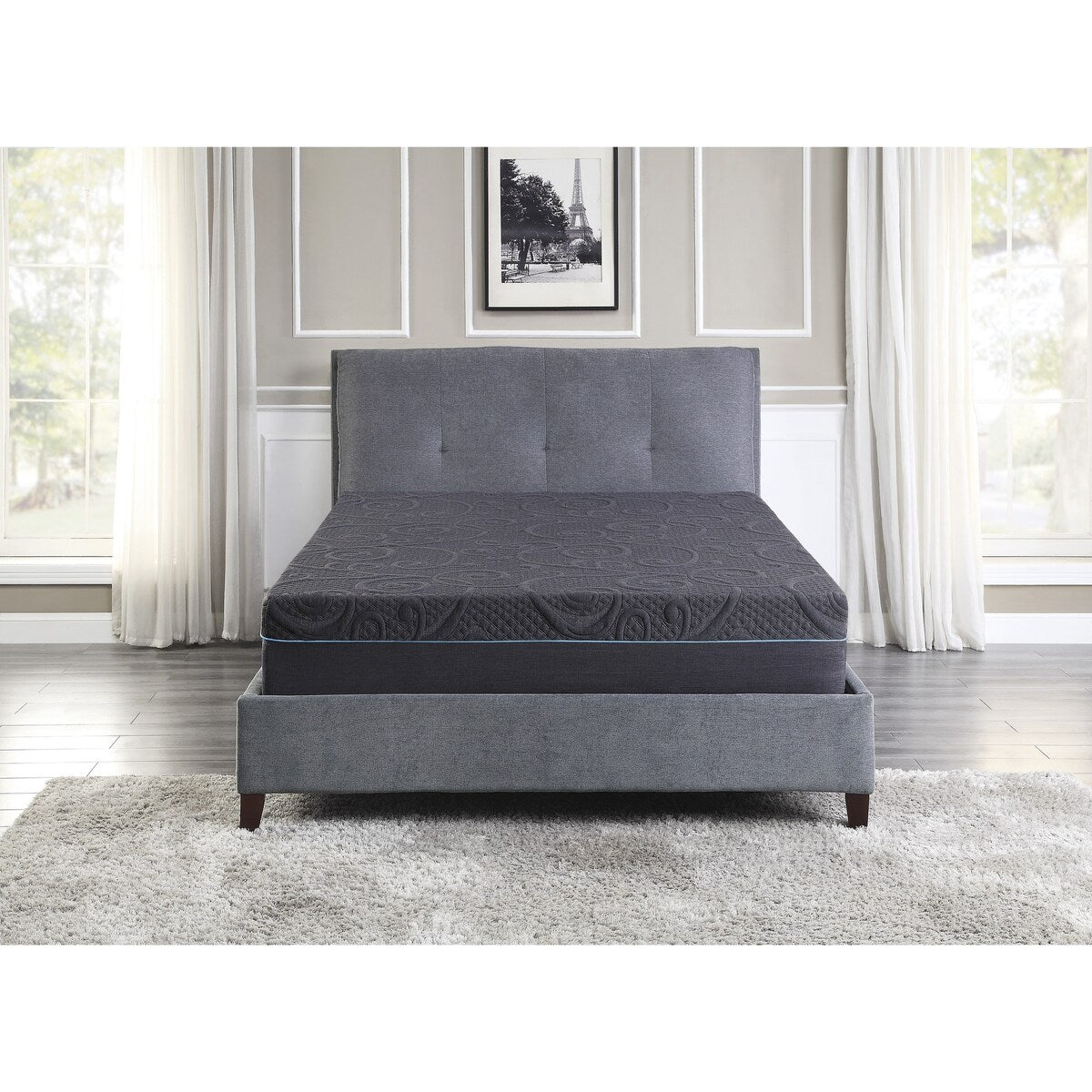 Materasso ibrido in memory foam con infusione di gel per letto matrimoniale da 11 pollici, grigio scuro, materasso in una scatola