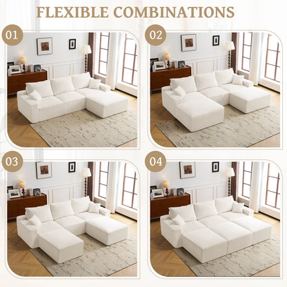 Divano componibile a L da 110, divano a 3 posti con chaise longue e compressione completa