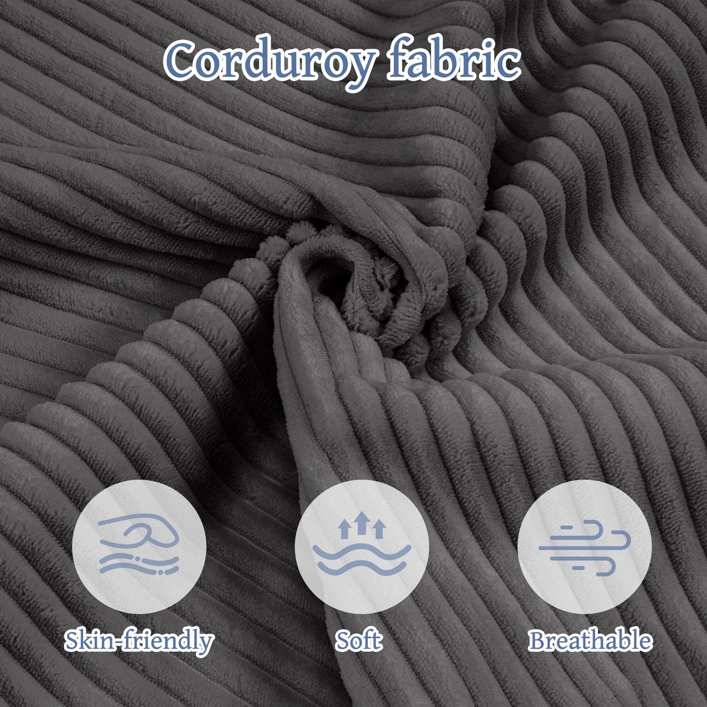 Divano a 4 posti in velluto a coste 110, schiuma a recupero lento (espansione 72 ore, non richiede montaggio)