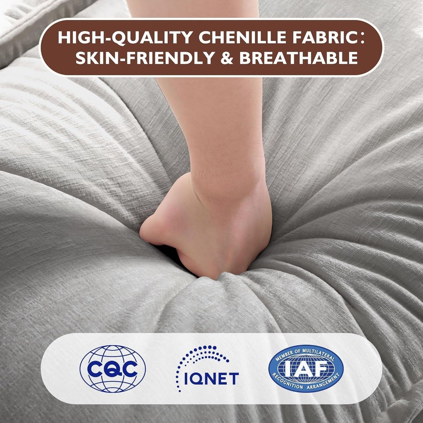 Divano componibile a forma di L 111.4 con pouf - Divano in ciniglia a 4 posti per soggiorno