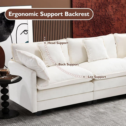 Divano componibile a forma di L 111.4 con pouf - Divano in ciniglia a 4 posti per soggiorno