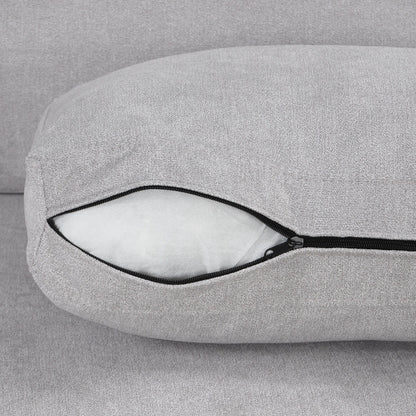 Divano 111 a 3 posti, divano curvo in ciniglia con 2 cuscini stampati, divano moderno imbottito per soggiorno