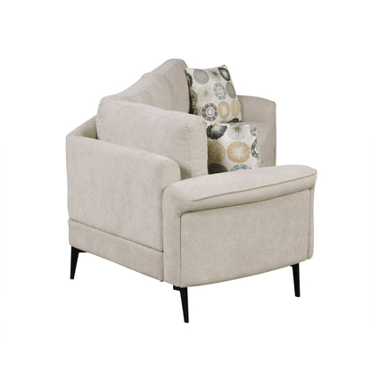 Divano 111 a 3 posti, divano curvo in ciniglia con 2 cuscini stampati, divano moderno imbottito per soggiorno