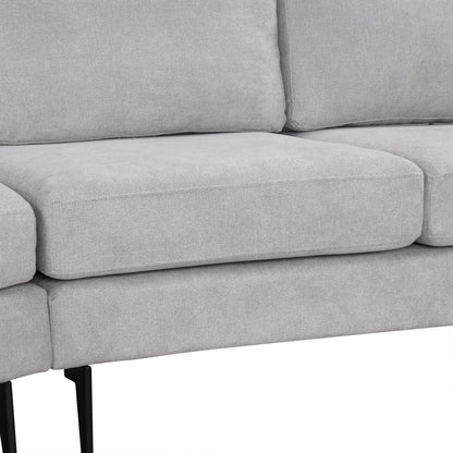 Divano 111 a 3 posti, divano curvo in ciniglia con 2 cuscini stampati, divano moderno imbottito per soggiorno