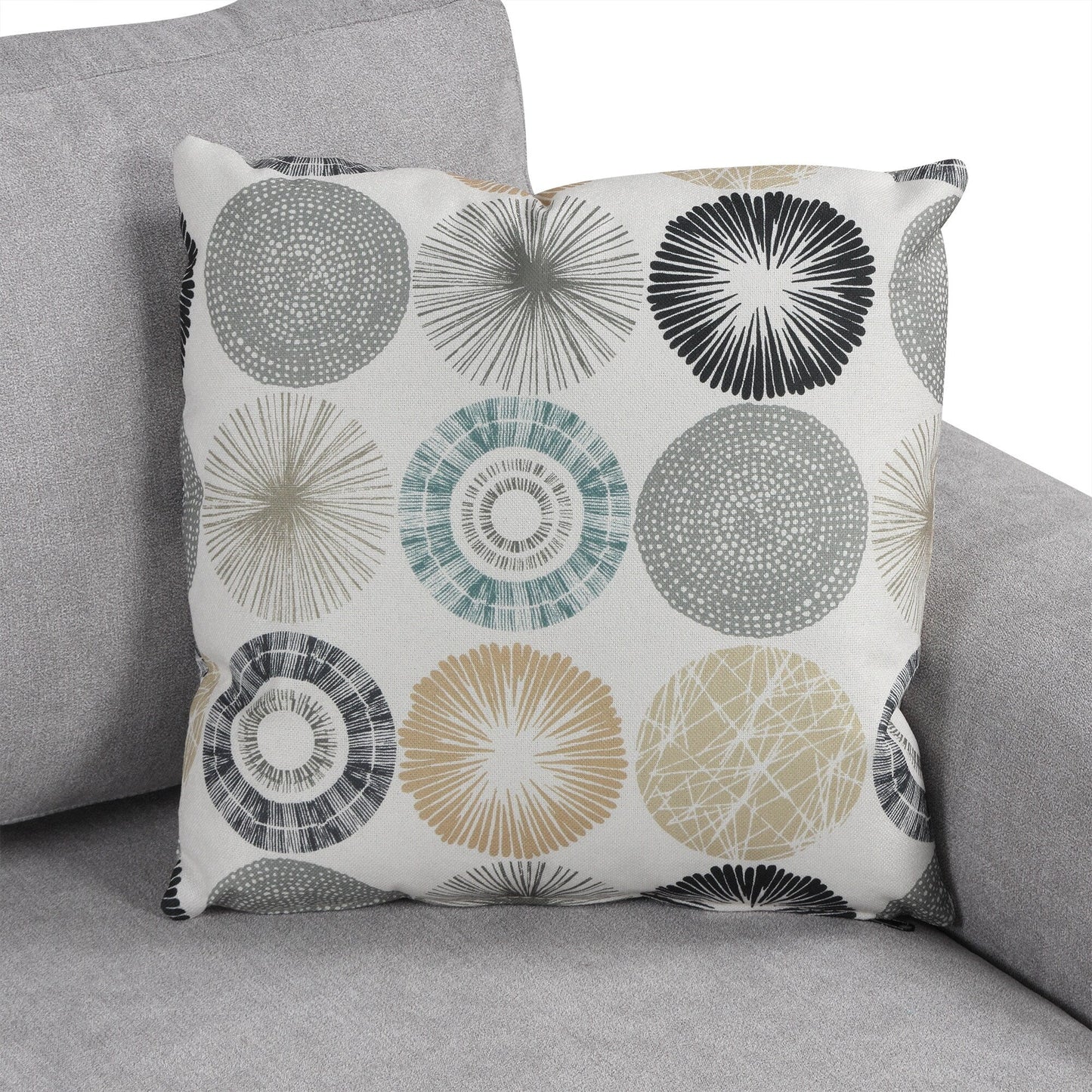 Divano 111 a 3 posti, divano curvo in ciniglia con 2 cuscini stampati, divano moderno imbottito per soggiorno