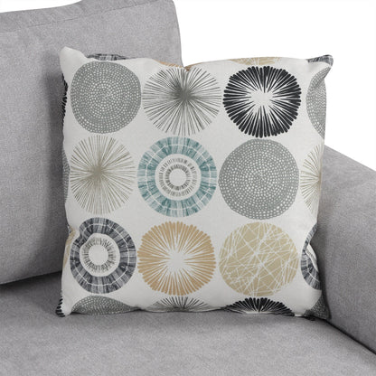 Divano 111 a 3 posti, divano curvo in ciniglia con 2 cuscini stampati, divano moderno imbottito per soggiorno