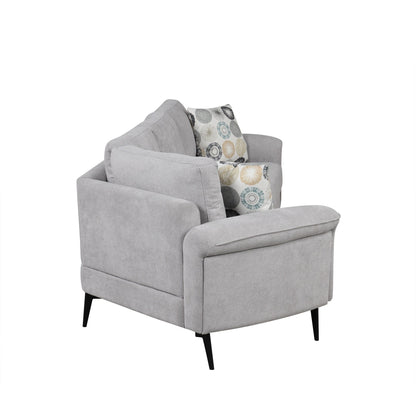 Divano 111 a 3 posti, divano curvo in ciniglia con 2 cuscini stampati, divano moderno imbottito per soggiorno